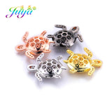 3pcs/lot Small Hole Charms Beads Cubic Zirconia Sea Turtle Metal Beads