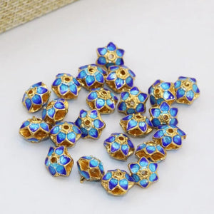 10pcs Gold-Color Flower Hollow Cloisonne 9mm Spacers Beads Jewelry Findings