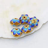10pcs Gold-Color Flower Hollow Cloisonne 9mm Spacers Beads Jewelry Findings