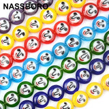 12mm Smiley Lampwork Glazed Glass Round Beads Flat Beads