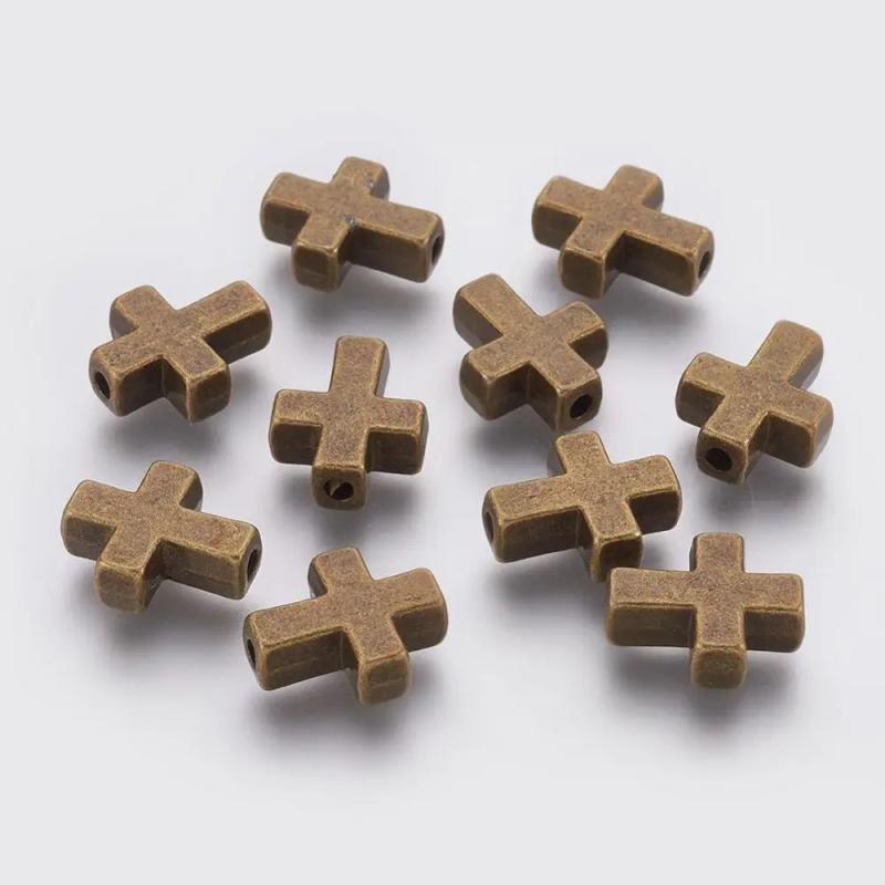 20Pcs Cross Shape Metal Tibetan Style Spacer Beads Charms for Jewelry Making DIY