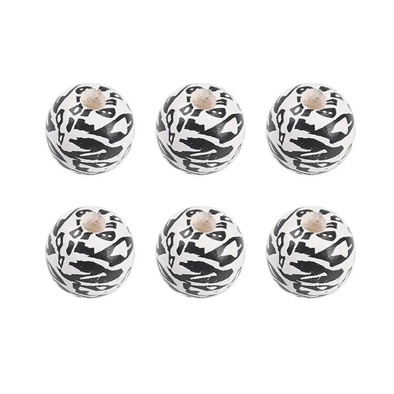 20Pcs Natural Leopard Print Wooden Beads Crafts Jewelry Bracelet Accessories