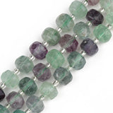 Fluorite Faceted Column Beads 8x6mm for Jewelry Making