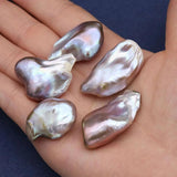 2pcs Freshwater Pearls Beads Irregular Shape No Hole Tail Beads 25-35mm