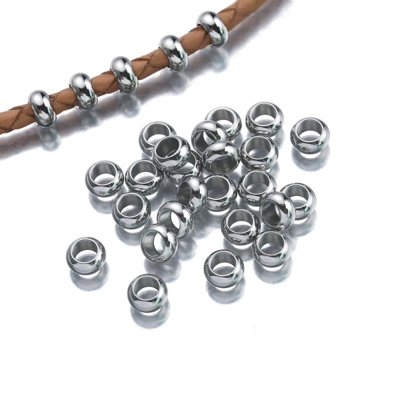 30pcs 7mm Stainless Steel Spacer Beads DIY Jewelry Craft Making Accessories