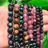 Colorful Tourmaline Round Loose Beads 15'' 6/8/10mm