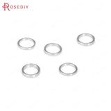 50PCS 4MM 5MM 6MM 18K Silver Brass Round Closed Rings Jump Rings