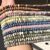 Matte Amethysts Agates Amazonite Rondelle Loose Beads Bracelet Necklace