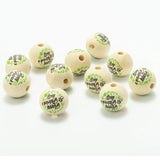 20mm 20Pcs Irish St. Patrick's Wooden Bead Round Balls Jewelry