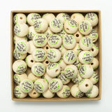 20mm 20Pcs Irish St. Patrick's Wooden Bead Round Balls Jewelry