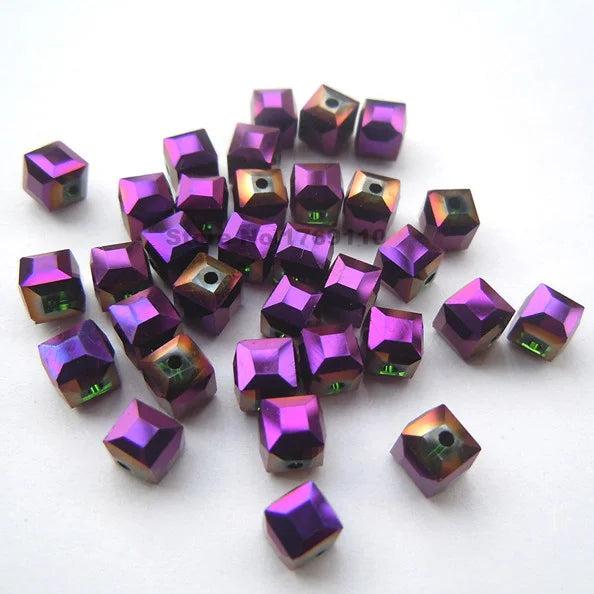 100pcs Purple Square 6mm Crystal Beads for DIY Jewelry Making