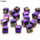 100pcs Purple Square 6mm Crystal Beads for DIY Jewelry Making