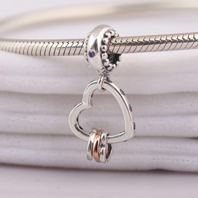 Heart Pendant Dangle Charm for Bracelet Bangle
