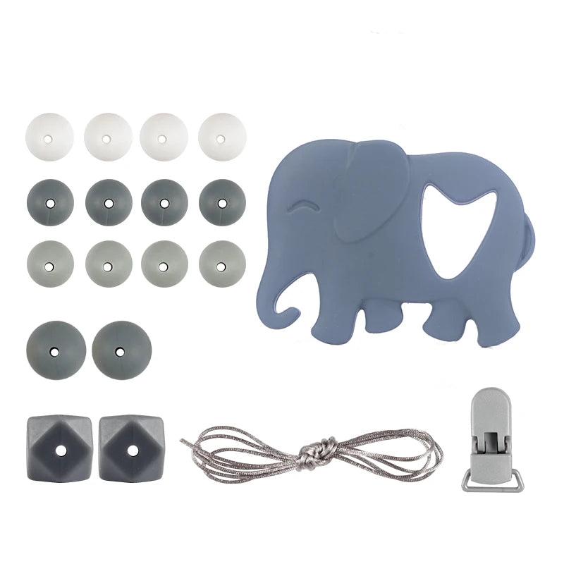 Cartoon Elephant Silicone Teething Beads DIY Accessory Set
