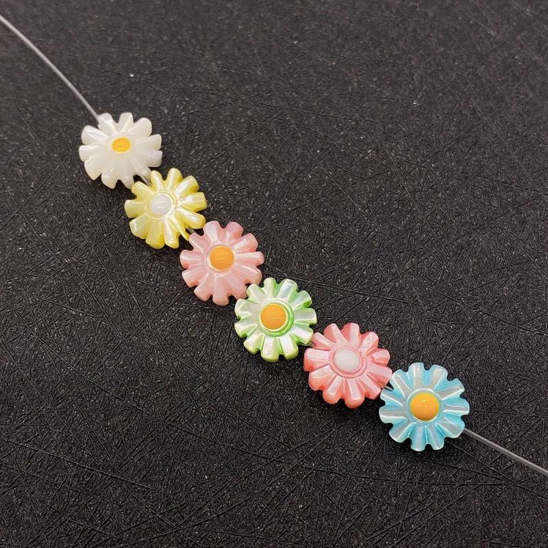 Shell Colored Sun Flower Beads 10-12mm Daisy Spacer Charm DIY Jewelry