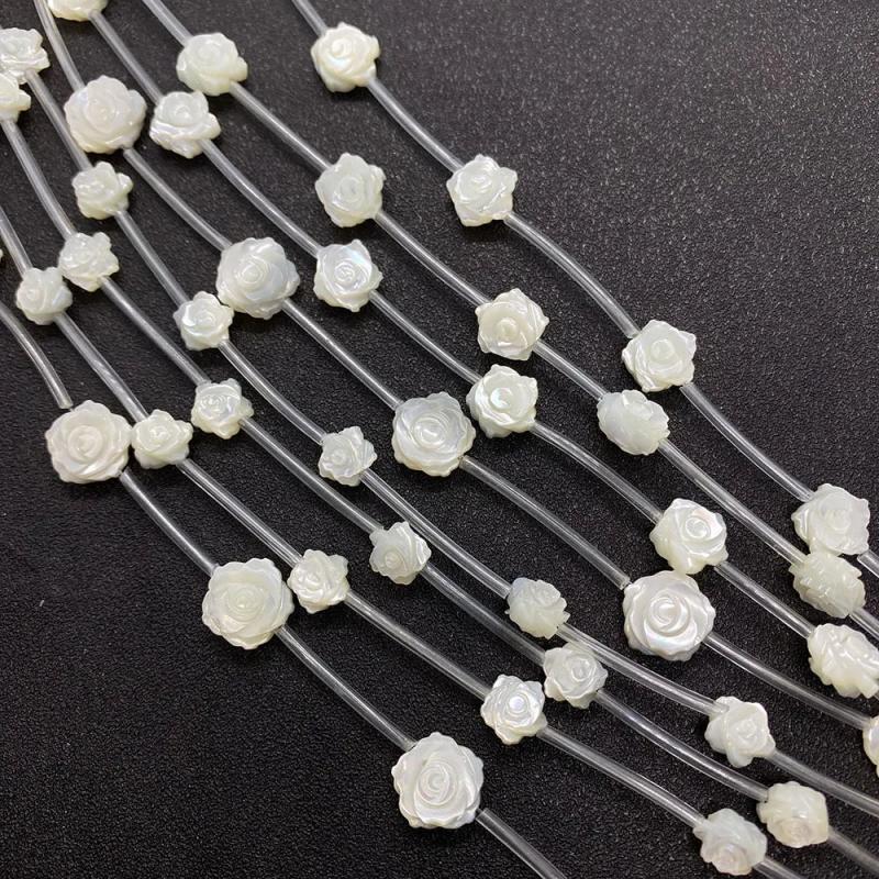 Mother-of-pearl Shell Beads 8-12mm Rose Shape DIY Necklace Bracelet Earrings