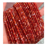 3mm 4mm Red Carnelian Faceted Agate Beads Strand