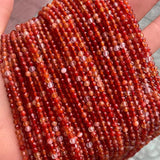 3mm 4mm Red Carnelian Faceted Agate Beads Strand