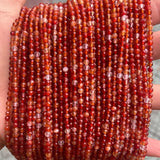 3mm 4mm Red Carnelian Faceted Agate Beads Strand