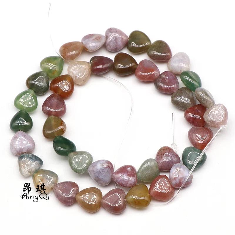 10mm Natural Stone Heart Beads for Jewelry Making
