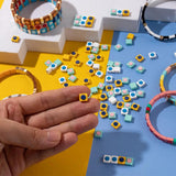 30PCS Colorful Enamel Beads Square Shape Elastic Bracelets Tile Bead