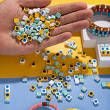 30PCS Colorful Enamel Beads Square Shape Elastic Bracelets Tile Bead