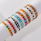 30PCS Colorful Enamel Beads Square Shape Elastic Bracelets Tile Bead