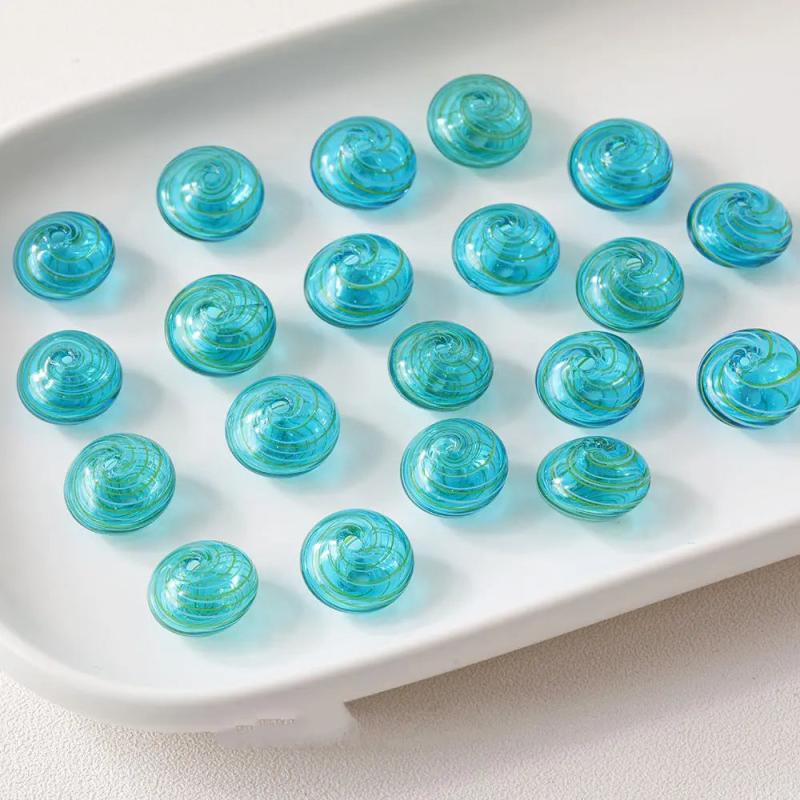 4PCS Circular Glass Bead Charms for Jewelry Making Bracelet Necklace DIY