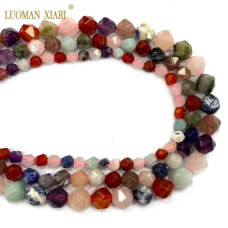 Faceted Round Stone Mix Crystal Jades Spacer Beads for Jewelry Making