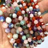 Faceted Round Stone Mix Crystal Jades Spacer Beads for Jewelry Making