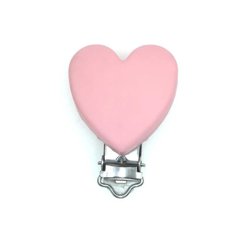 3pcs Silicone Pacifier Clips Heart Shape for DIY Baby Necklace Beads