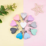 3pcs Silicone Pacifier Clips Heart Shape for DIY Baby Necklace Beads