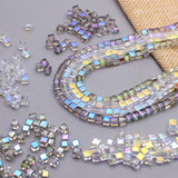 4mm 95pcs Faceted Spacer Crystal Beads Cube Charm Square Glass Bead