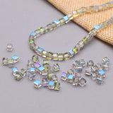 4mm 95pcs Faceted Spacer Crystal Beads Cube Charm Square Glass Bead