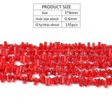 135pcs 3x8mm Red Coral Tube Beads DIY Jewelry Making