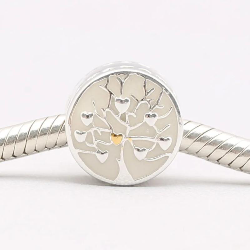 Enamel Family Tree Love Heart Bead Bracelet Bangle
