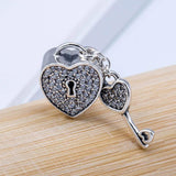 Crystal Bead Bracelet Bangle with Love Lock Pendant DIY Jewelry