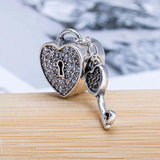 Crystal Bead Bracelet Bangle with Love Lock Pendant DIY Jewelry