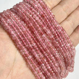 3x4mm Strawberry Quartz Rhodochrosite Rondelle Beads