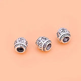 5PCS Retro Bead S925 Sterling Silver Thai Silver Beads DIY Jewelry