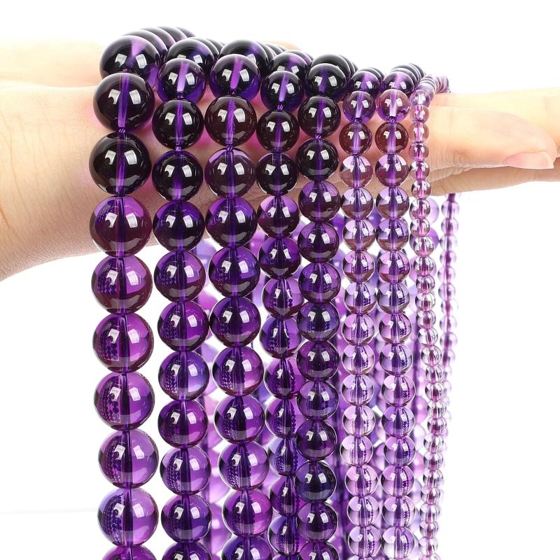 Amethyst Crystal Round Loose Beads for DIY Jewelry Making