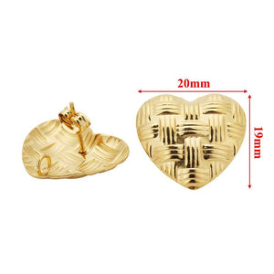 10pcs Embossed Heart Ear Posts for DIY Earrings