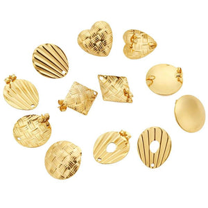 10pcs Embossed Heart Ear Posts for DIY Earrings
