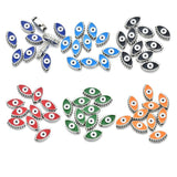 10pcs Silver Enamel Evil Eye Spacer Beads for Jewelry Making