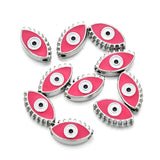 10pcs Silver Enamel Evil Eye Spacer Beads for Jewelry Making