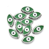 10pcs Silver Enamel Evil Eye Spacer Beads for Jewelry Making