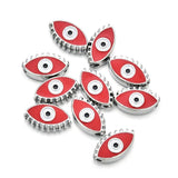 10pcs Silver Enamel Evil Eye Spacer Beads for Jewelry Making