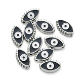10pcs Silver Enamel Evil Eye Spacer Beads for Jewelry Making