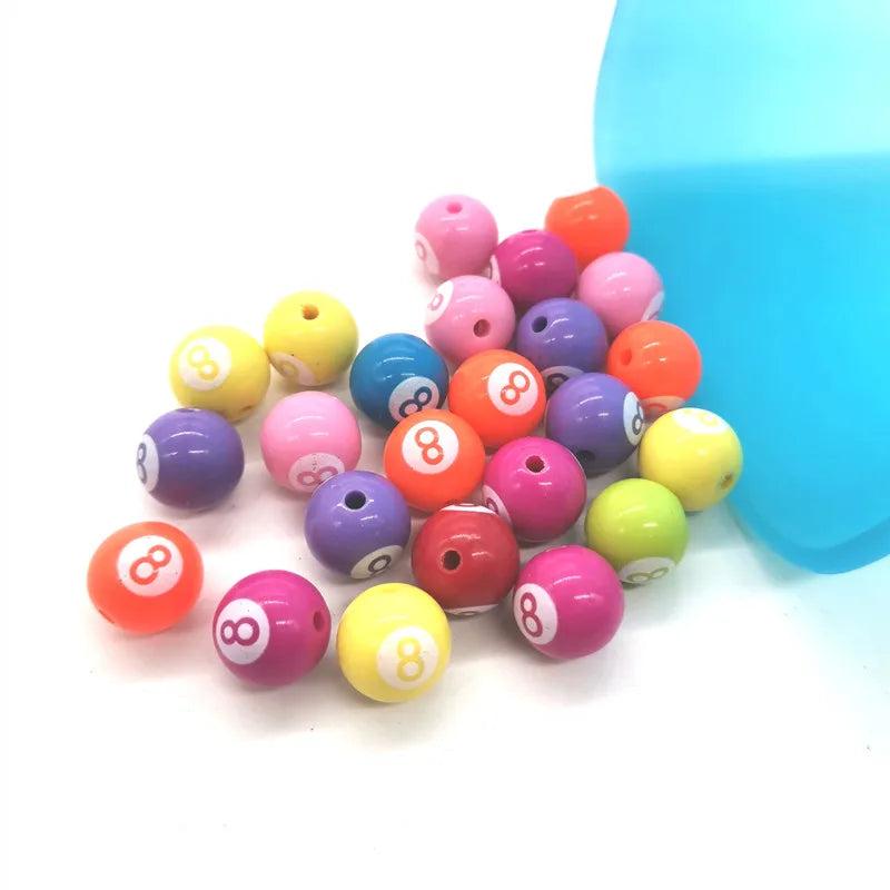Acrylic Billiard Ball Number 8 DIY 12mm Loose Beads 20pcs
