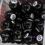 Acrylic Billiard Ball Number 8 DIY 12mm Loose Beads 20pcs